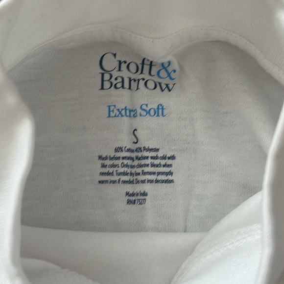 Croft Barrow Long Sleeve High Neck White Shirt Size S Extra Soft New With Tag - Picture 8 of 8